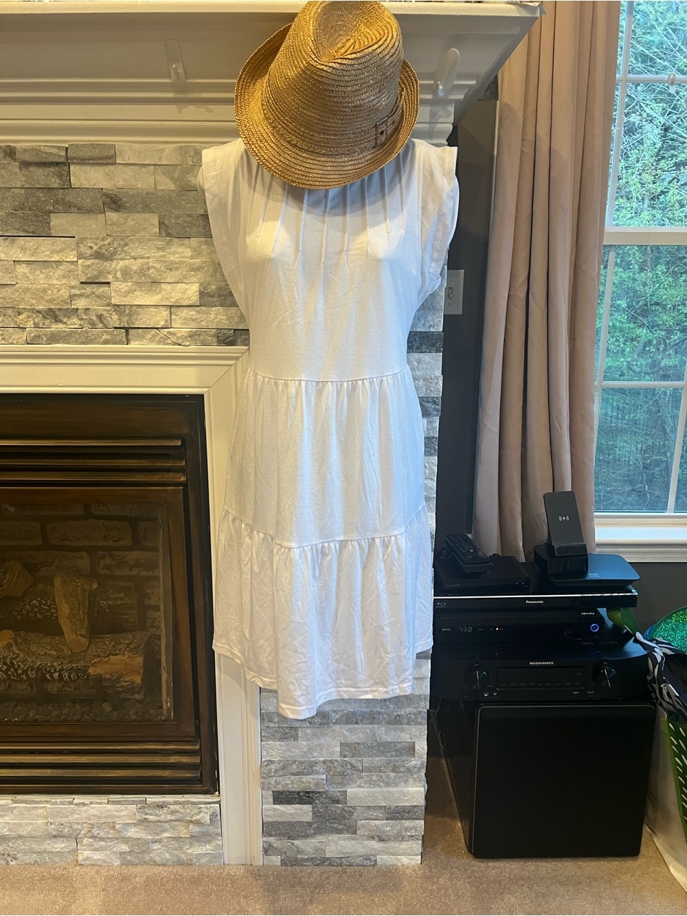 Anrabess Women’s Summer Sundress White Tiered Mini Dress Size M Nwt — image 5 of 6